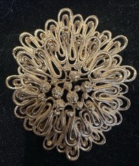 Vintage Monet Brooch Modernist Pallazo 1968 Signed 2.75” Gold Tone Book Piece