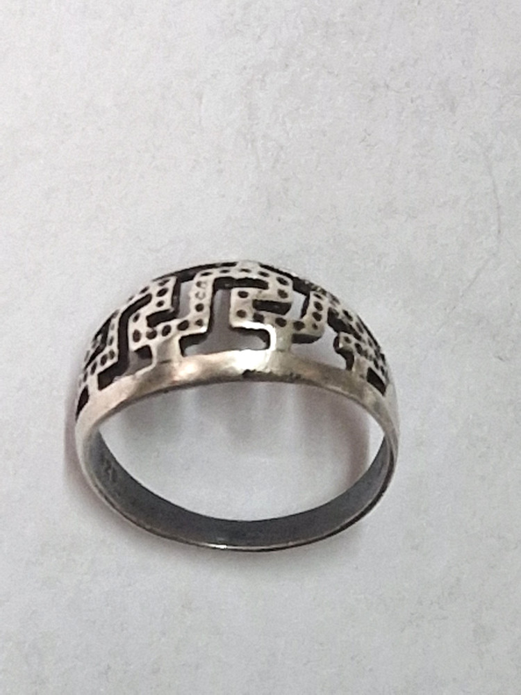 Vintage Sterling Silver 925 Greek Key Maze Cut Out Band Ring Size US 6.5