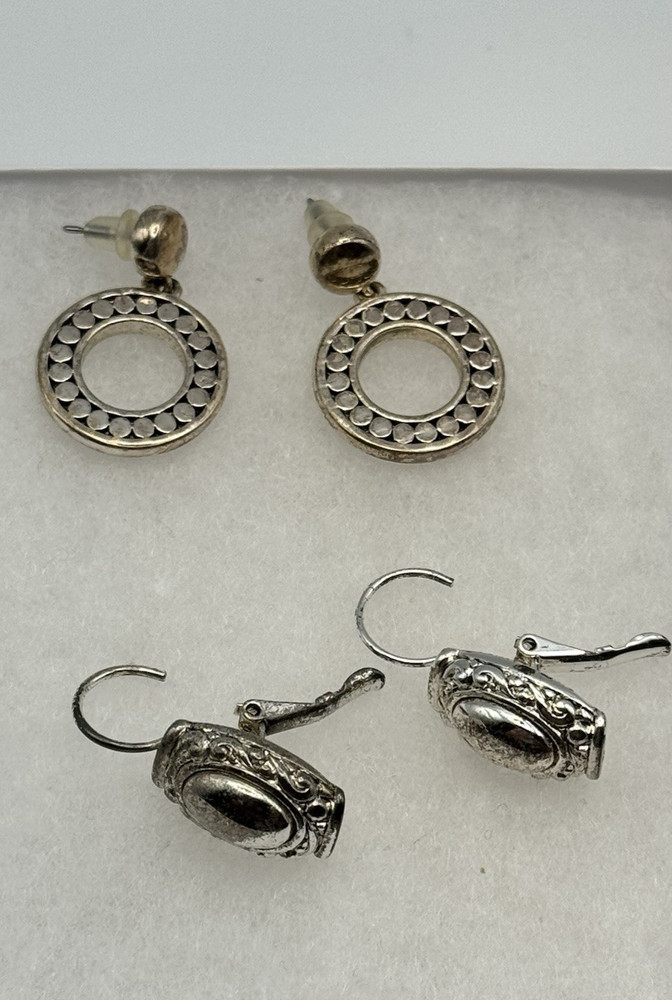 Silver Toned Earrings Very Elegant Estate Lot of 2
