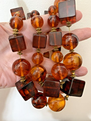 Vintage Honey Butterscotch Cognac Amber 22”long,double strand Necklace 2002grams