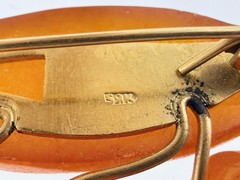 Vintage Russian Amber Factory Lily Of The Valley Carved Baltic Amber Pin Brooch
