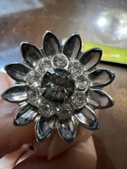 Coro Rhinestone Floral Flower twist clip on Earrings Vintage Flower 50-60’s