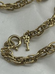 Vintage Crown Trifari Choker Necklace Goldtone Metal White Enamel Basket Weave
