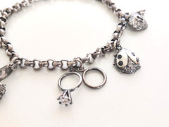 Vintage Ross Simons Sterling Silver CZ Charm Bracelet 7.5″ Jewelry