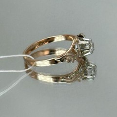 Vintage Original Rose & White Gold Cubic Zirconia Ring 585 14K 2.43 g. 7 1/4 US