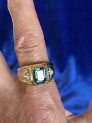 Vintage Estate 50’s Sterling Silver Gold Vermeil Blue Mystic Topaz Men’s Ring