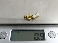 DEC Designer 1/20th 14k Yellow Gold Fill Double White Opal Pendant .9g .75 Inch