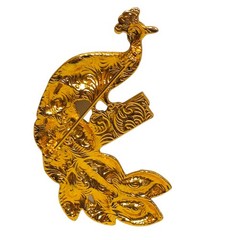 Vintage Style Elegant Rhinestone & Faux Pearl Peacock Bird Brooch Goldtone