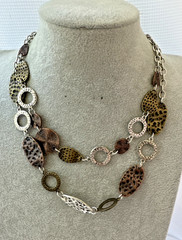 Vtg CHUNKY 90s 80s multitone Brutalist Textured Metal Modernist Necklace Unique