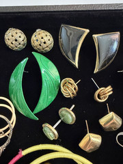 Vintage Lot of 22 Pairs of Pierced Earrings 80s 90s Retro Plastic Metal Wood