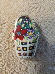 Porcelain Flower Basket Brooch 1.5″