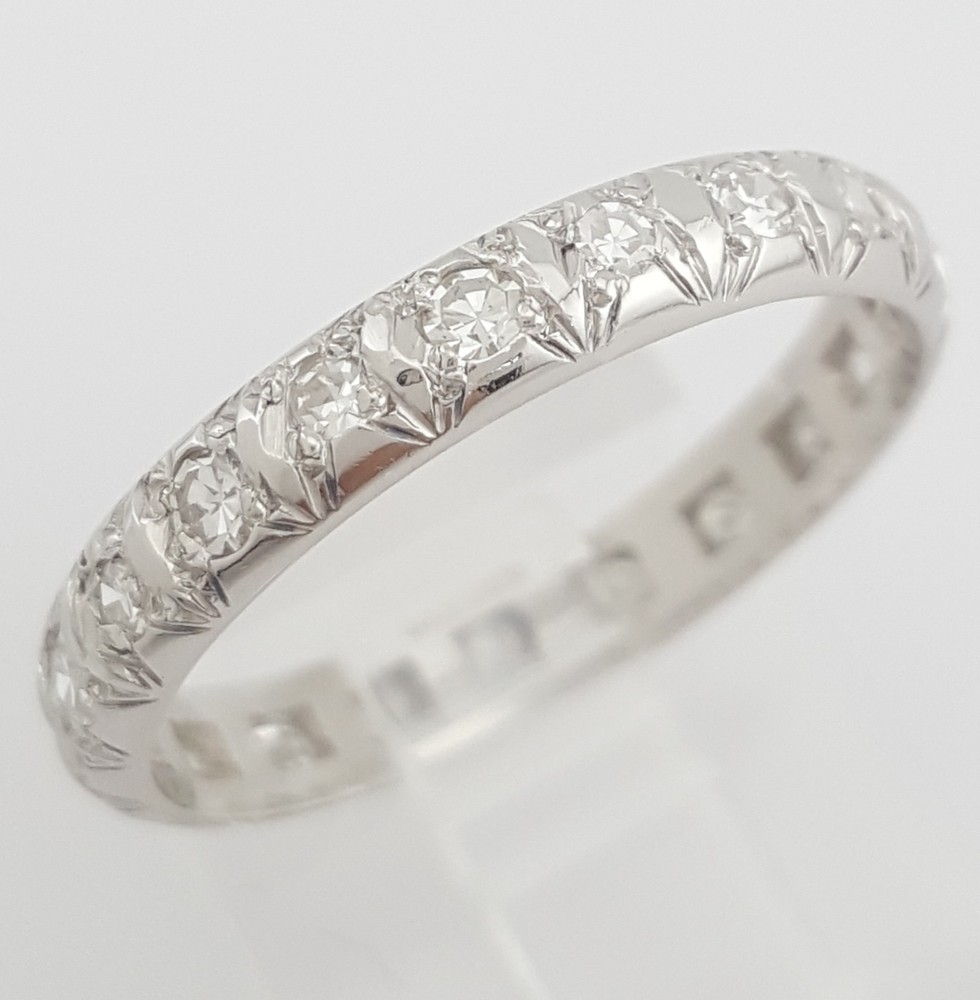 Art Deco Single Cut Diamond Platinum Eternity 0.63 ct Wedding Band Ring