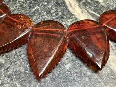 Vintage Carved Genuine Honey Amber Graduated Tear Drop Dangle Necklace