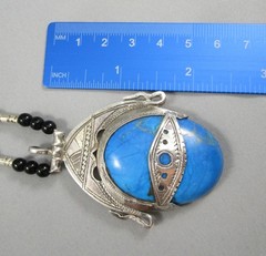 Untested Sterling Tuareg Berber Turquoise N Africa Black Beaded Necklace 1053