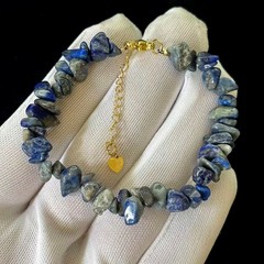 Natural Lapis Lazuli Gemstone Beaded Bracelet, Length 7-8.5 in adjustable