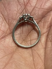 Art Deco c.1930 White Sapphire Diamond 18K White Gold Platinum Ring Sz 5.75