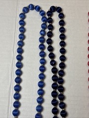 Beaded Necklaces Satin & Silk Vintage – Lot of 4 Red Black Dark Blue Light Blue