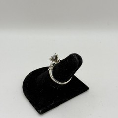 Vintage SETA 925 Sterling Silver Marquise CZ Ring Baguette Size 6.5 Art Deco