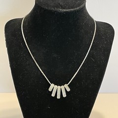 Silver Toned Choker Necklace Clear Rhinestones 16″ Plus 4″ Extender