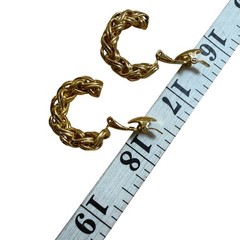 Trifari Clip On Hoop Earrings Gold Tone Twisted Chain Statement Classic Elegant