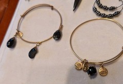 Alex & Ani Lot Of 17 Assorted Black Brooches bracelets Necklace Earrings