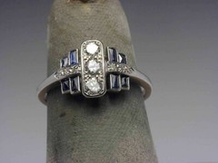 3.20Ct Diamond & Sapphire Art Deco Antique Vintage Wedding Ring 925 Silver