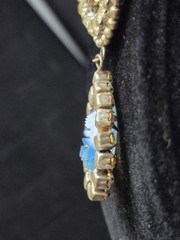 1950s Opaline Glass Intaglio Pagoda Design Demi-Parure Necklace Earrings Set