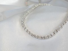 Vintage Sterling Silver 925 Cubic Zirconia Tennis Necklace Fits 18″