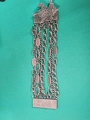 Vintage Statement Bracelet Lot of 2 Word Charm Bracelet & Tasha Pyramid Stud