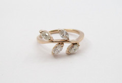 0.48CTW Marquise Shape Diamond Leaf Design Ring 14 Karat Rose Gold Size 6.5