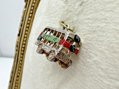 Vintage Get it at HARRODS enamel Doubledecker Bus Sterling Bracelet Charm 2.8g