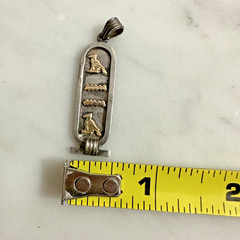 STERLING SILVER & 14K GOLD EGYPTIAN REVIVAL CARTOUCHE HIEROGLYPHIC ANNA PENDANT