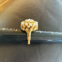 Vendome White Pearl Adjustable Mid Century Brutalist Cocktail Ring