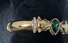 Jackie Collins Goldtone Panther Hinged Bangle Bracelet w/ Bezel Set Rhinestones