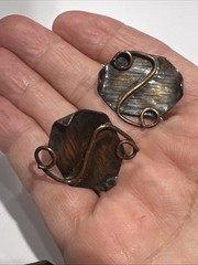 Vtg Copper Modernist Brutalist Abstract Brooch Pin And Screw Earrings Set