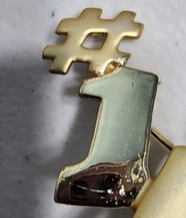 #1 Mom Pin Brooch Mother’s Day Jewelry Gift Shiney & Matte Gold Signed AJC