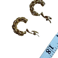Trifari Clip On Hoop Earrings Gold Tone Twisted Chain Statement Classic Elegant
