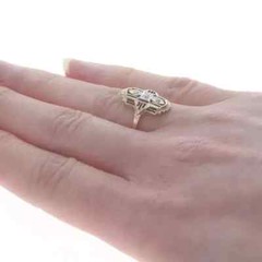Art Deco Style Edwardian Lab Created Diamond 14K Gold FN Filigree Wedding Ring