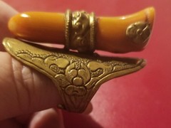 Antique Mexico Engraved Huge Natural Coral Adjustable Ring INCREDIBLE