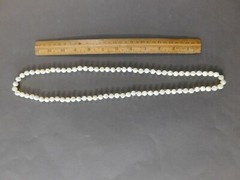 ANTIQUE HAND TIED OPALINE GLASS BEAD NECKLACE