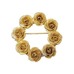 Gold Tone Rose Wreath Brooch Mother’s Day Gift
