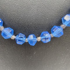 Vintage 1920s Art Deco Cobalt Blue Faceted Glass Hand Knotted Flapper Necklace