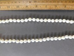 ANTIQUE HAND TIED OPALINE GLASS BEAD NECKLACE