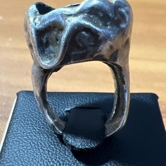Vintage Silver Tone Gothic Style Glass Eyeball Ring Band Size 4