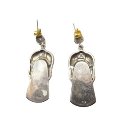 Art Deco Style Sterling Silver .925 Brown Gemstone Marcasite Pierced Earrings