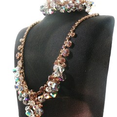 Vintage Juliana D&E Rhinestone Crystal Cha-Cha Necklace & Bracelet Set