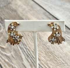 Hobe Cleopatra Rhinestone Flowers Bracelet & Earrings Has Wear Missing Gems Rare