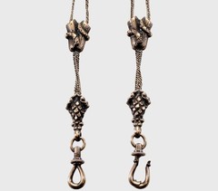 ANTIQUE GEORGIAN 10K GOLD NECKLACE LONGUARD SLIDE CHAIN C.1820 003684