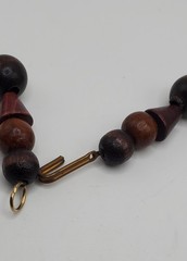Vintage wood, plastic and gold tone shades of browns beaded Necklace 23″