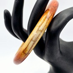 Vintage Natural Apple Sponge Coral Segment Bangle Bracelet Orange Red
